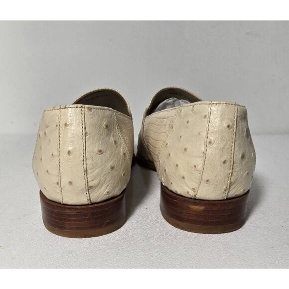 Giorgio Brutini Private Collection Cream Snakeskin/Ostrich Loafers Mens Sz 9.5 M - Picture 7 of 9